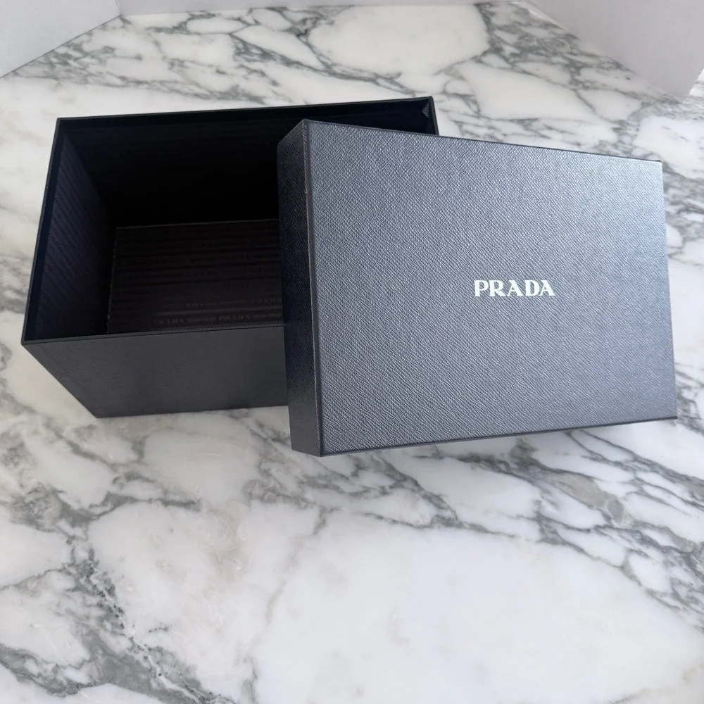 Prada Black Saffiano Textured Shoe Storage Box Empty Replacement 11.75